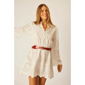 NWT Natalie‎ Martin Cleo Eyelet Floral Lace Mini Dress in Geranium Milk